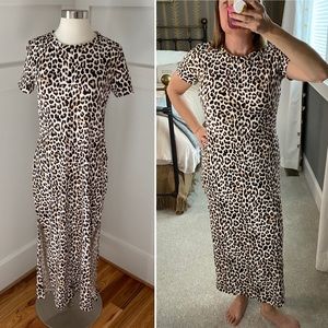 Leopard Tee Shirt Maxi Dress- Size Medium